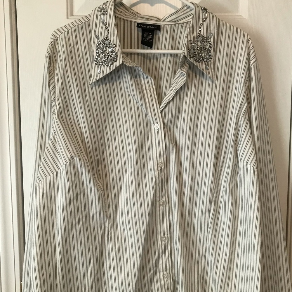 Lane Bryant work Shirt with Appliqué.